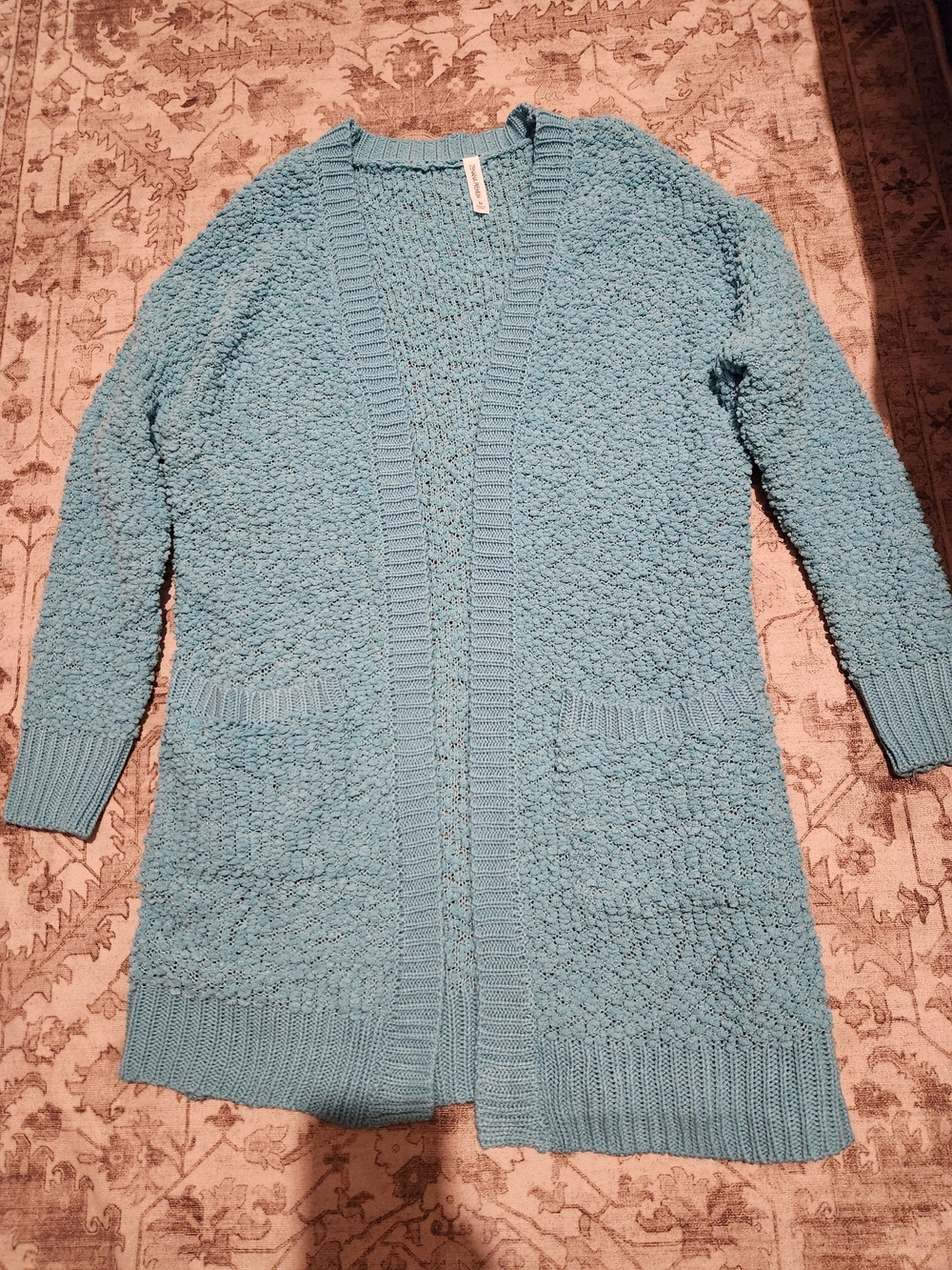 Zenana Outfitters Teal Popcorn Knit Open Cardigan